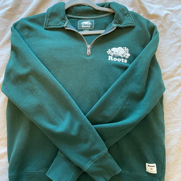 Forest Green Roots Quarter Zip Sweater - Picture 1 of 1
